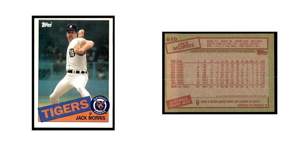 1985 Topps Jack Morris Baseball Cards #610
