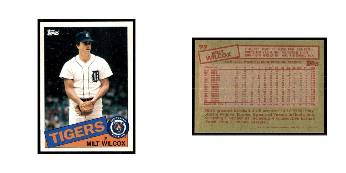 1985 Topps Milt Wilcox Baseball Cards #99