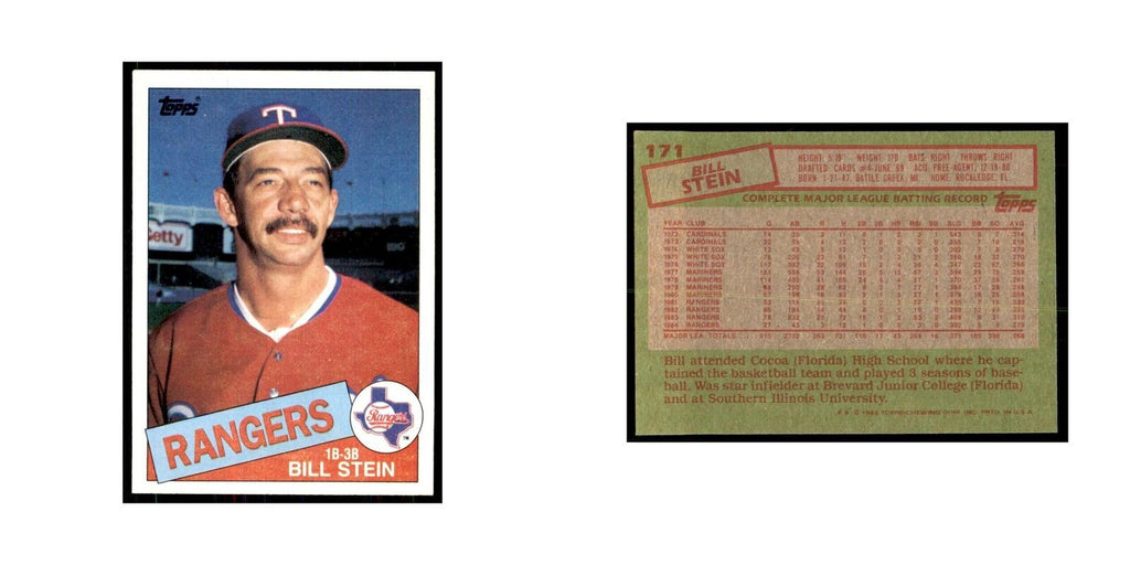 1985 Topps Bill Stein Baseball Cards #171