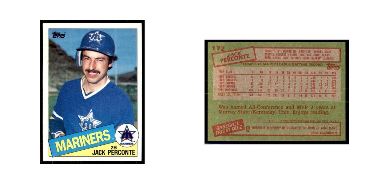 1985 Topps Jack Perconte Baseball Cards #172