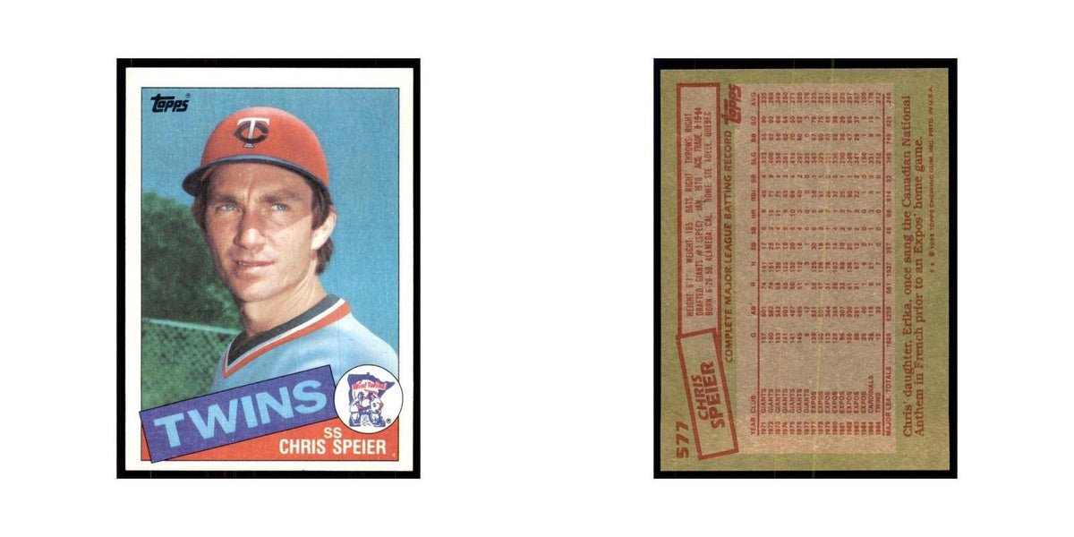 1985 Topps Chris Speier Baseball Cards #577
