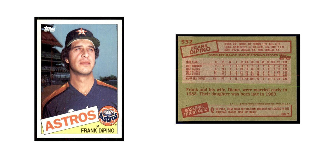 1985 Topps Frank DiPino Baseball Cards #532