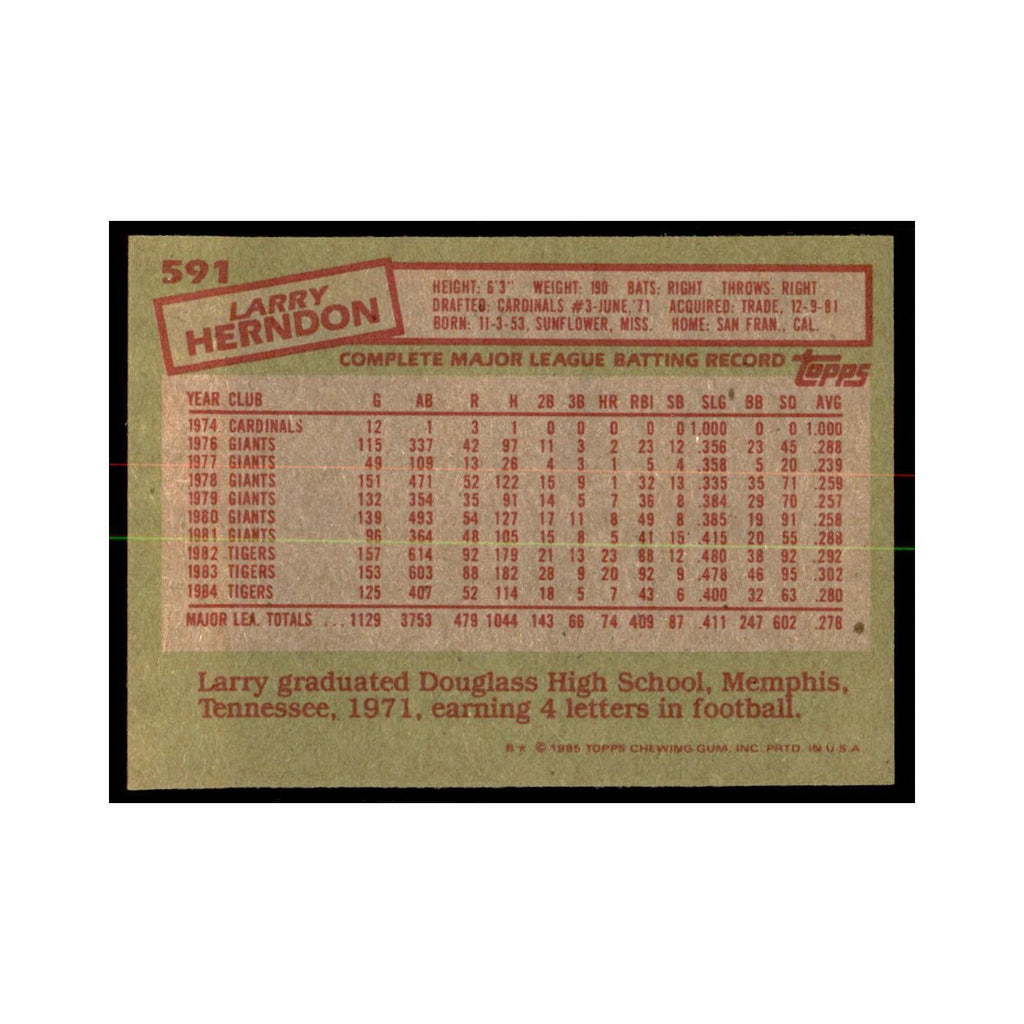 1985 Topps Larry Herndon Baseball Cards #591