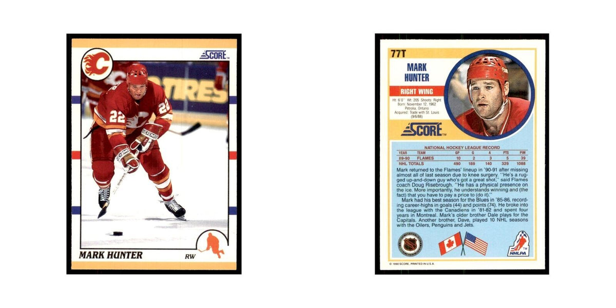 1990 Score Traded Mark Hunter Hockey Cards #77T