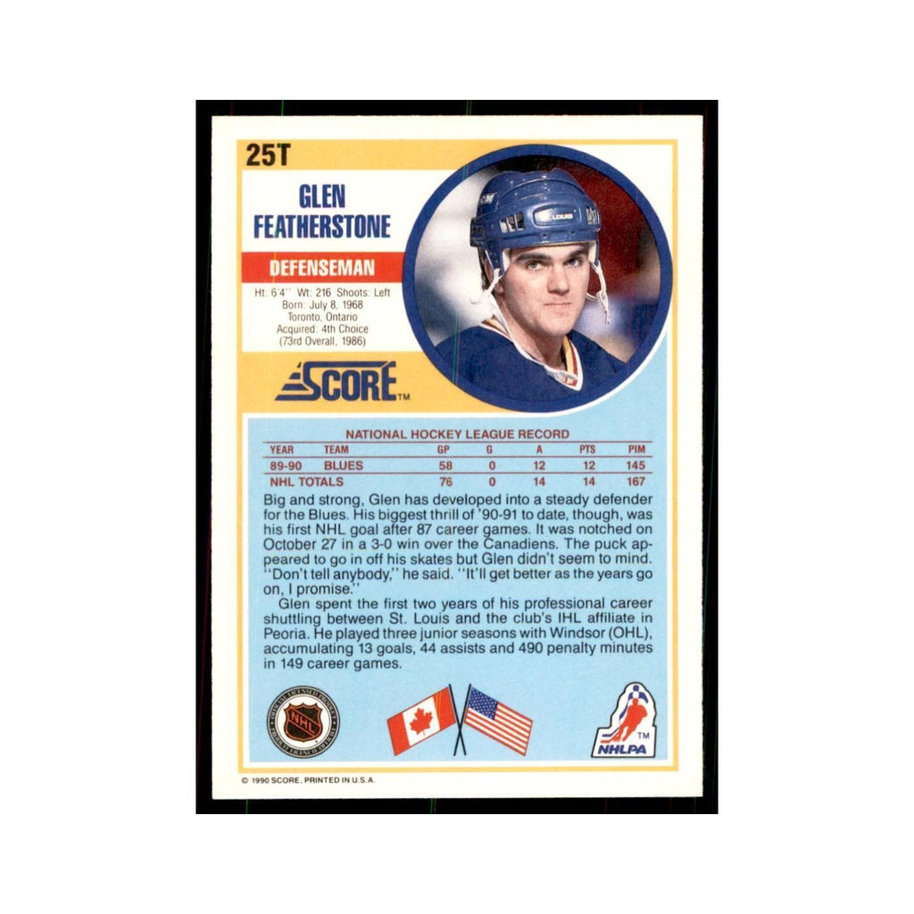 1990 Score Traded Glen Featherstone Hockey Cards #25T