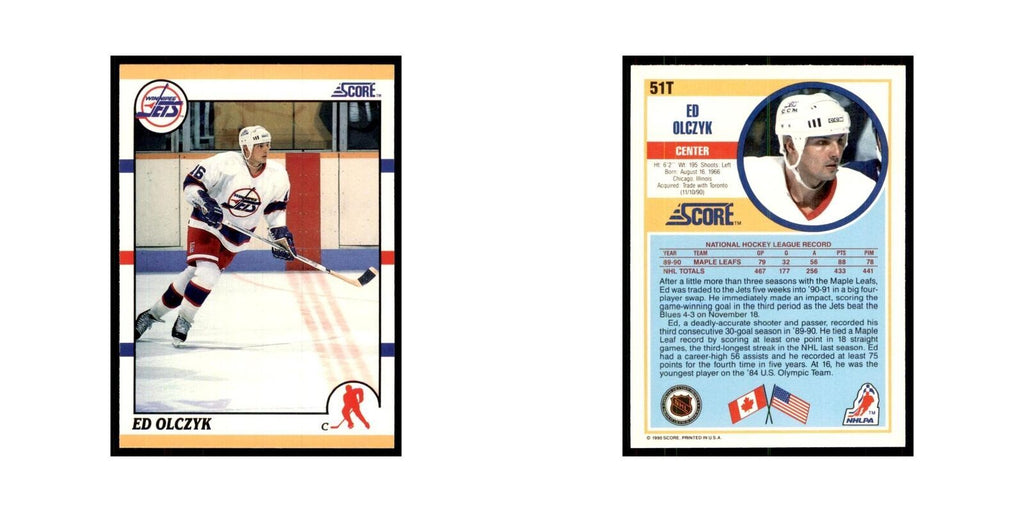 1990 Score Traded Ed Olczyk Hockey Cards #51T