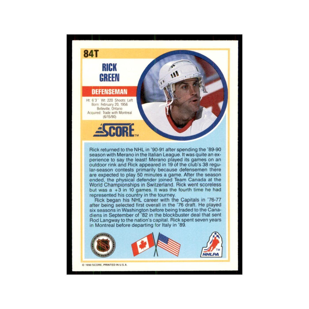 1990 Score Traded Rick Green Hockey Cards #84T