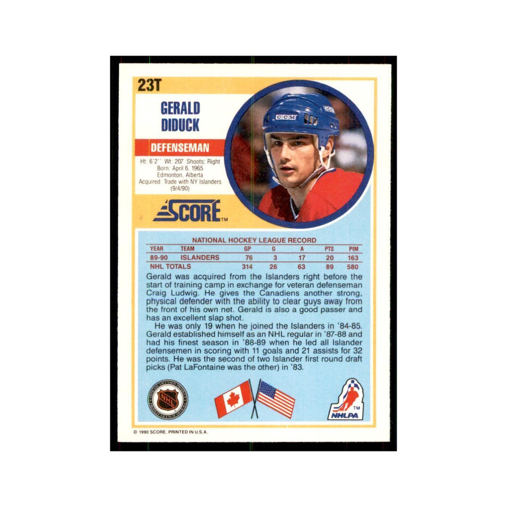 1990 Score Traded Gerald Diduck Hockey Cards #23T
