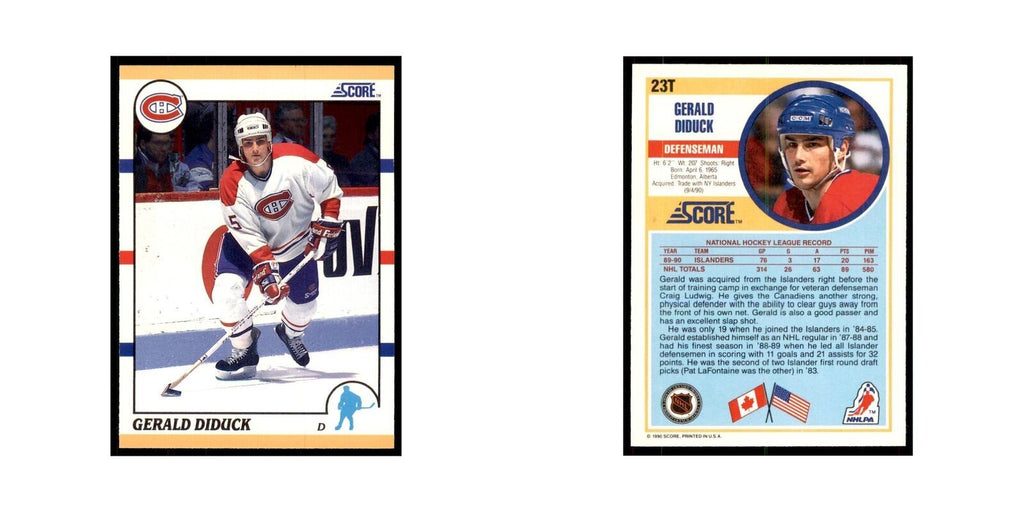 1990 Score Traded Gerald Diduck Hockey Cards #23T