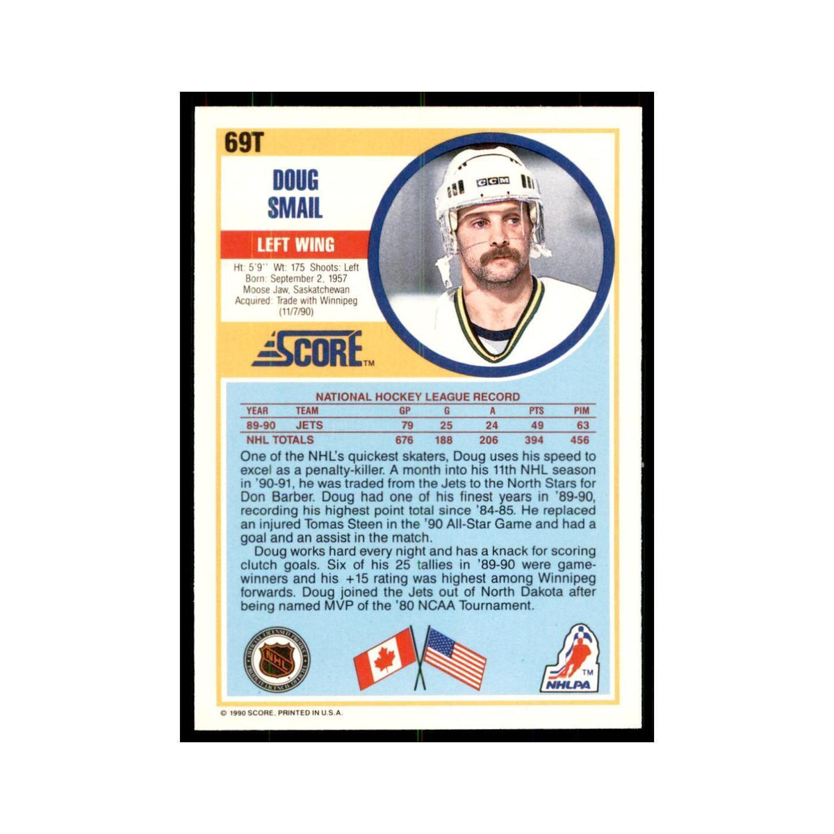 1990 Score Traded Doug Smail Hockey Cards #69T