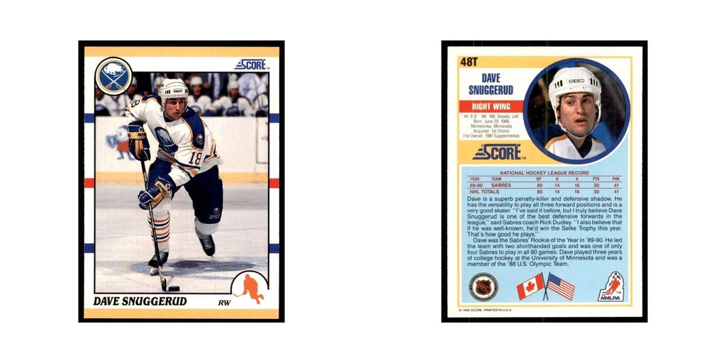 1990 Score Traded Dave Snuggerud Hockey Cards #48T