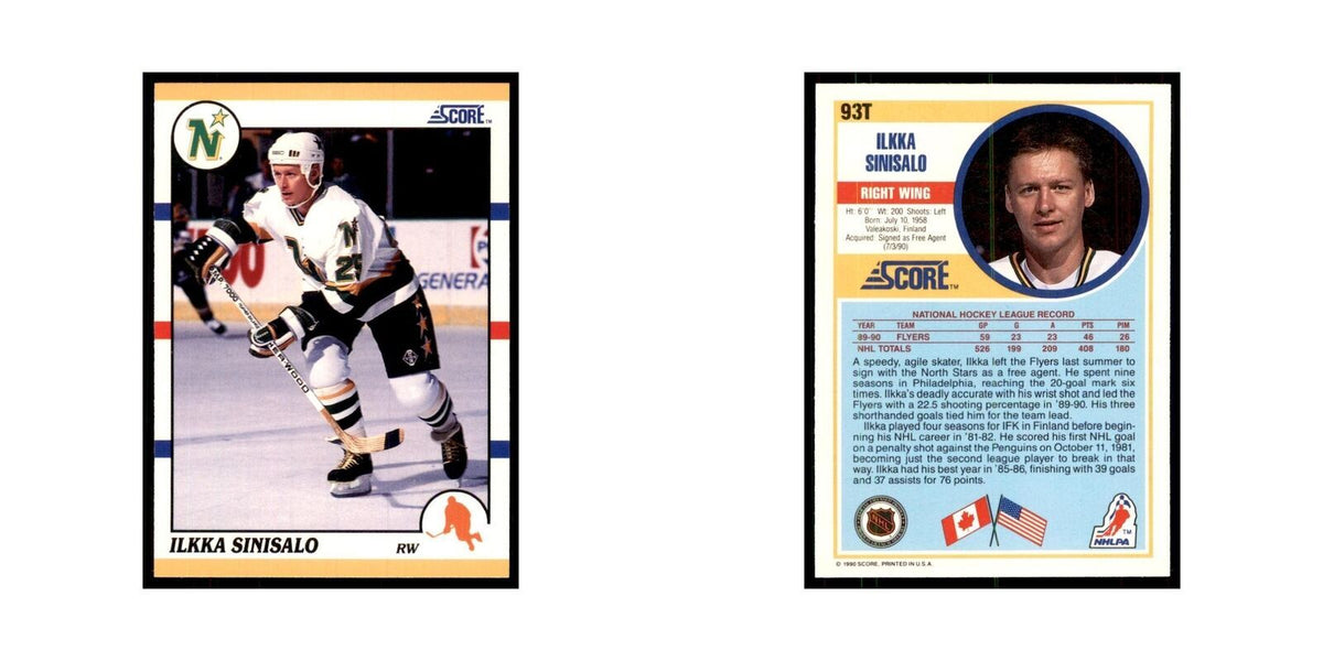1990 Score Traded Ilkka Sinisalo Hockey Cards #93T