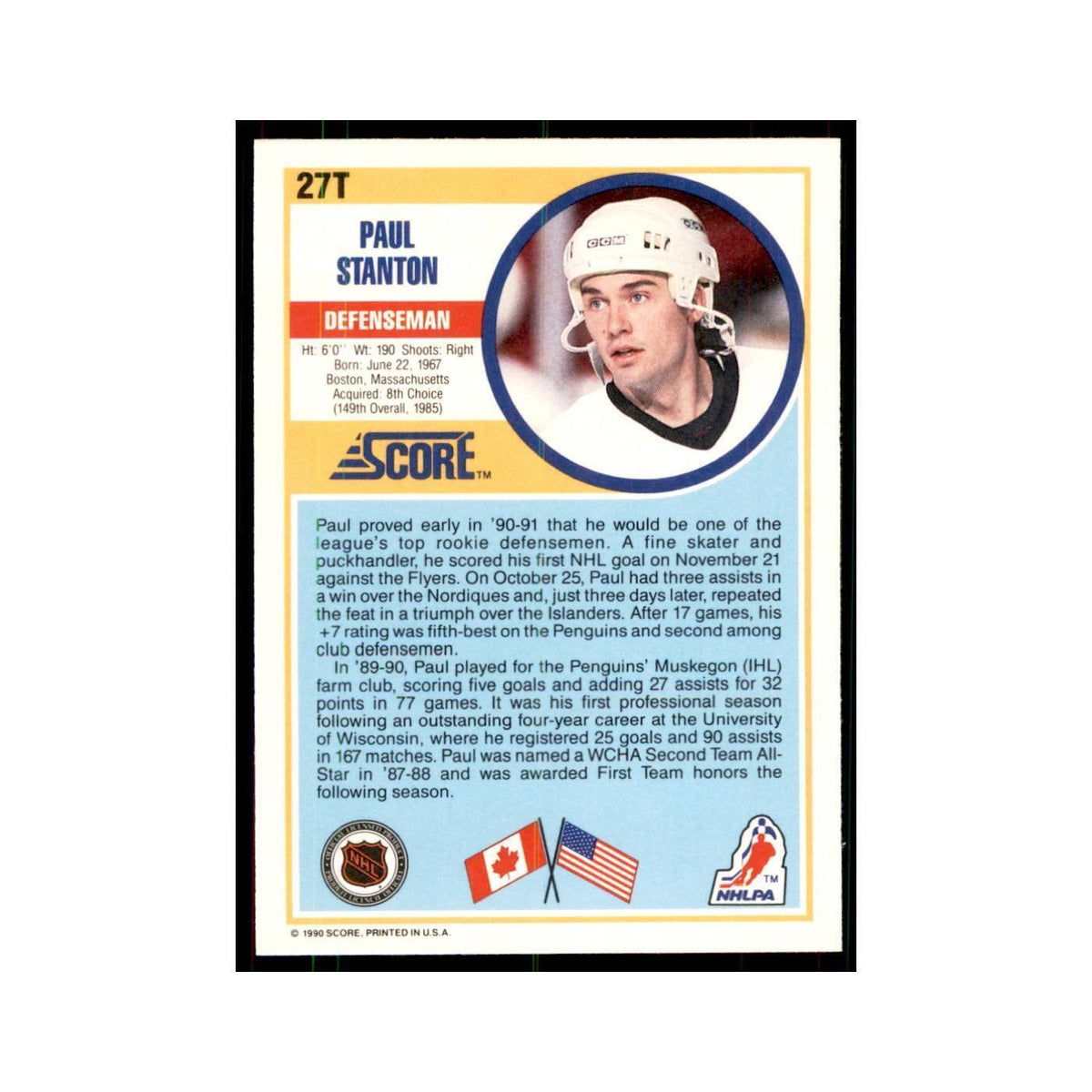 1990 Score Traded Paul Stanton Hockey Cards #27T