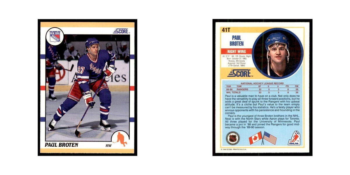 1990 Score Traded Paul Broten Hockey Cards #41T