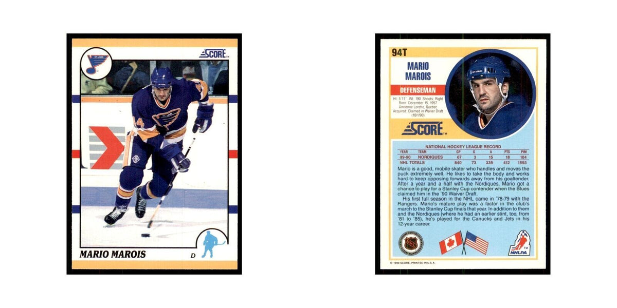 1990 Score Traded Mario Marois Hockey Cards #94T