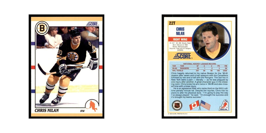 1990 Score Traded Chris Nilan Hockey Cards #22T