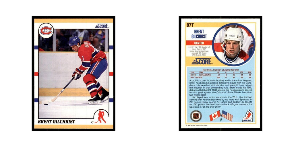 1990 Score Traded Brent Gilchrist Hockey Cards #87T