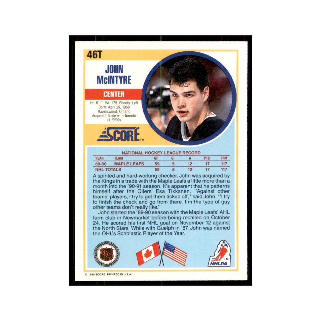 1990 Score Traded John McIntyre Hockey Cards #46T