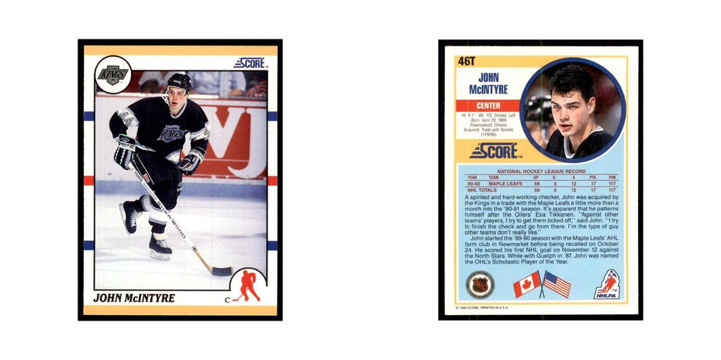 1990 Score Traded John McIntyre Hockey Cards #46T