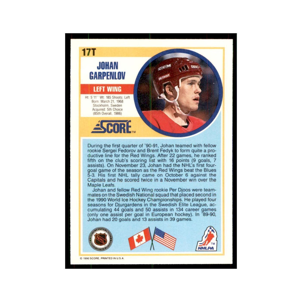 1990 Score Traded Johan Garpenlov Hockey Cards #17T