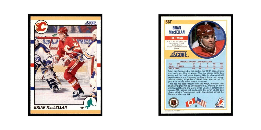 1990 Score Traded Brian MacLellan Hockey Cards #56T