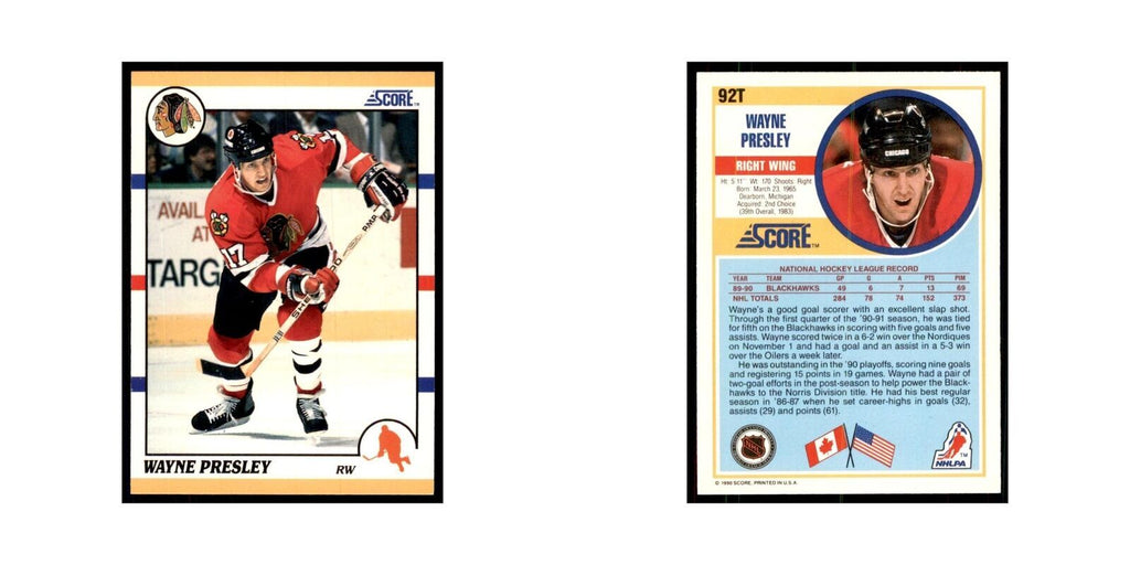 1990 Score Traded Wayne Presley Hockey Cards #92T