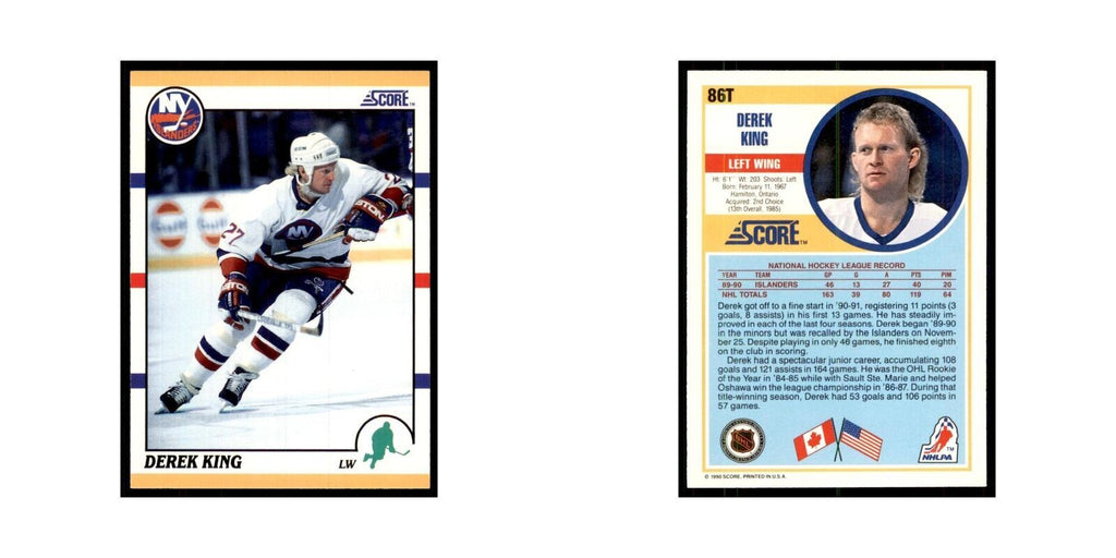 1990 Score Traded Derek King Hockey Cards #86T