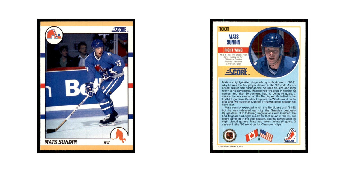 1990 Score Traded Mats Sundin Hockey Cards #100T