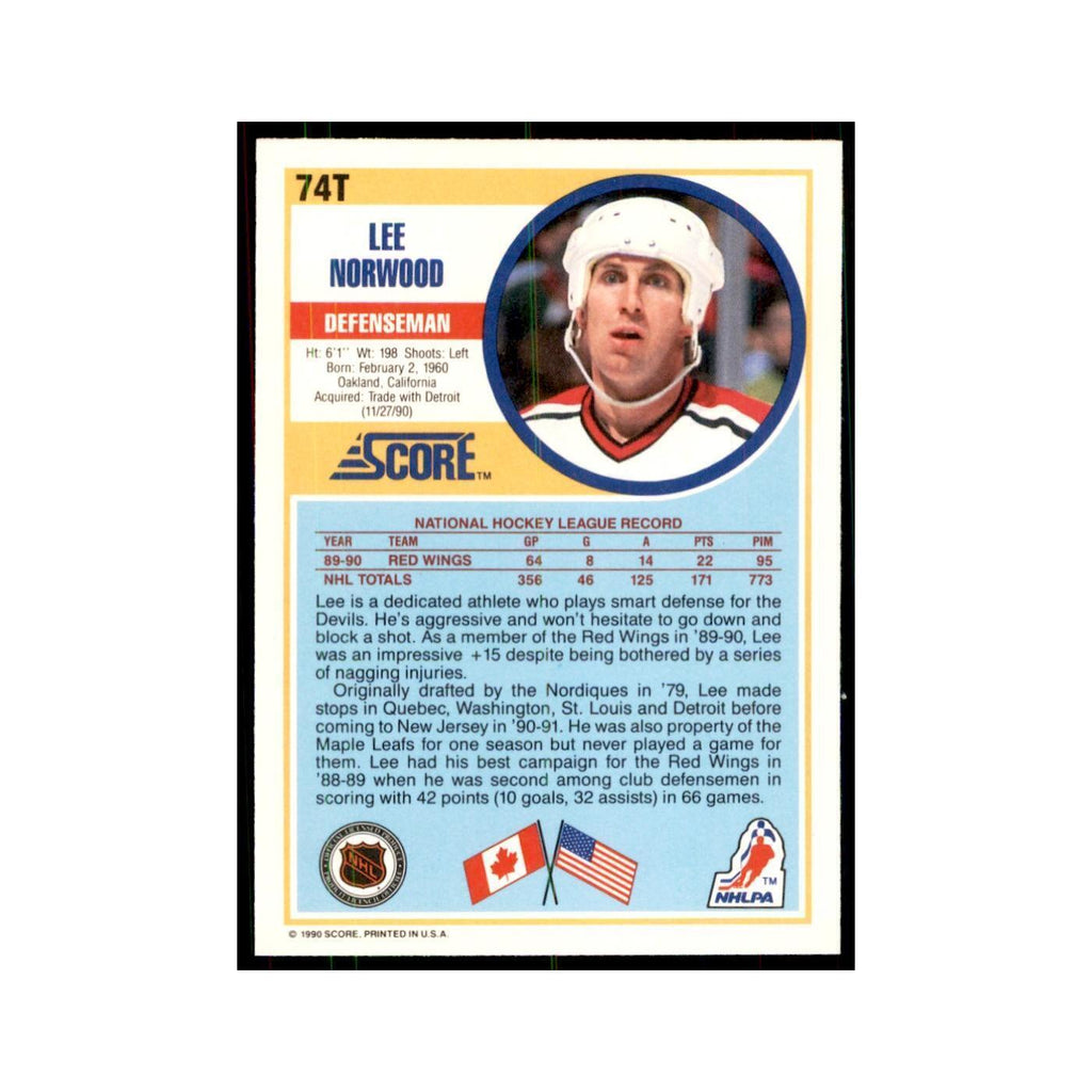 1990 Score Traded Lee Norwood Hockey Cards #74T