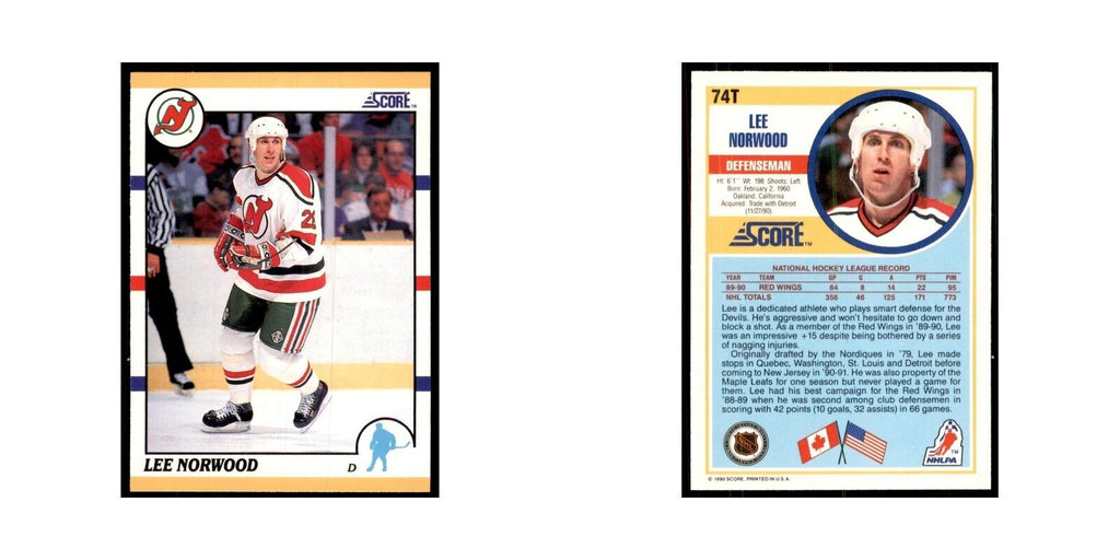 1990 Score Traded Lee Norwood Hockey Cards #74T