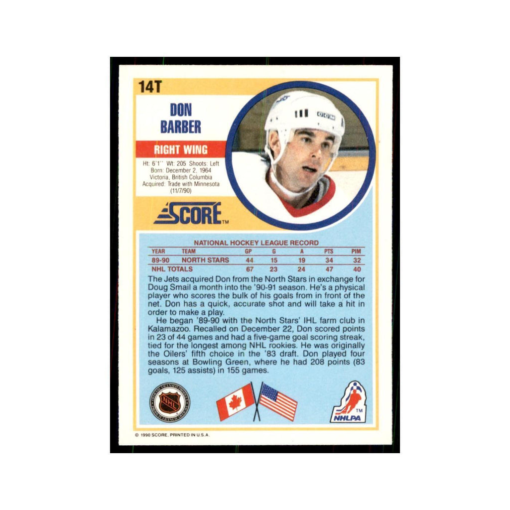 1990 Score Traded Don Barber Hockey Cards #14T