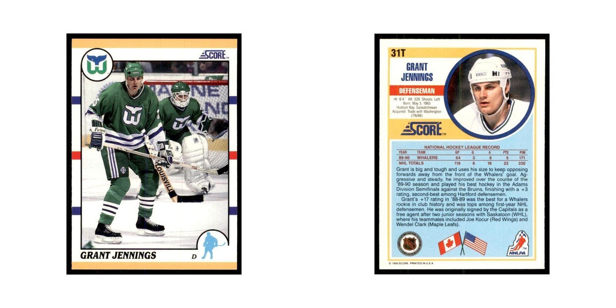1990 Score Traded Grant Jennings Hockey Cards #31T