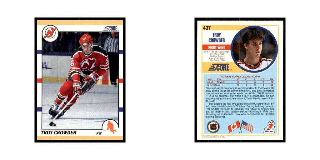 1990 Score Traded Troy Crowder Hockey Cards #43T