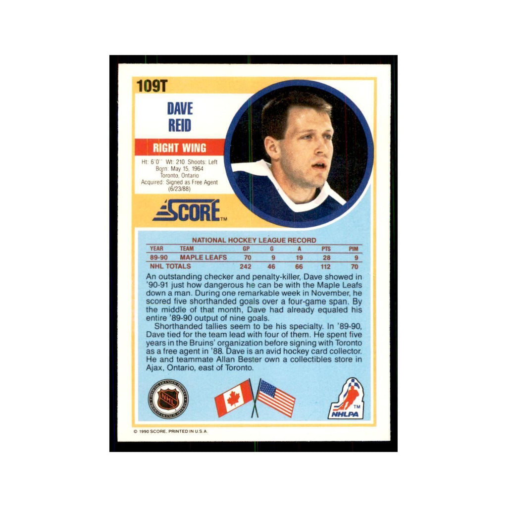 1990 Score Traded Dave Reid Hockey Cards #109T