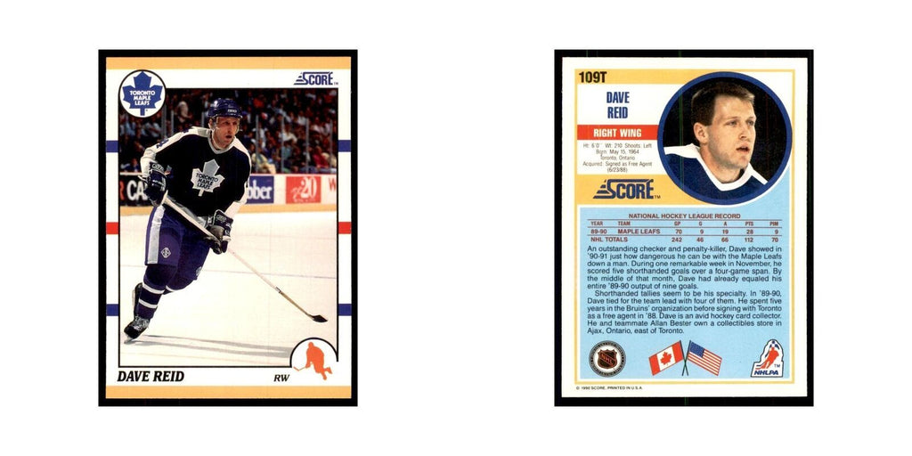 1990 Score Traded Dave Reid Hockey Cards #109T