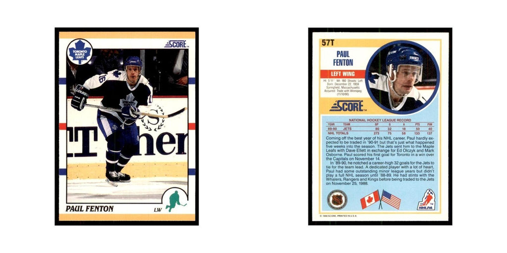 1990 Score Traded Paul Fenton Hockey Cards #57T
