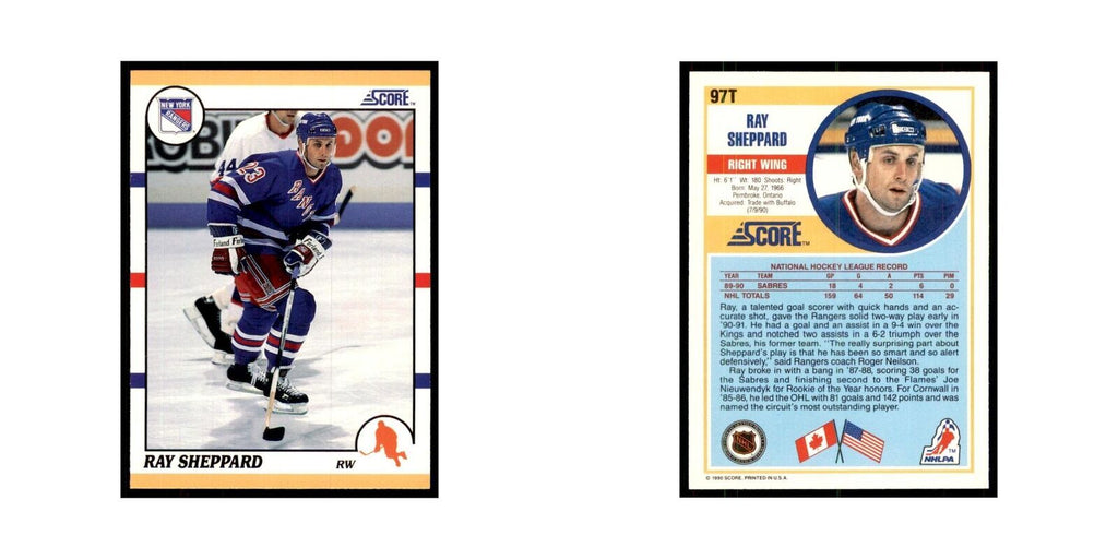 1990 Score Traded Ray Sheppard Hockey Cards #97T