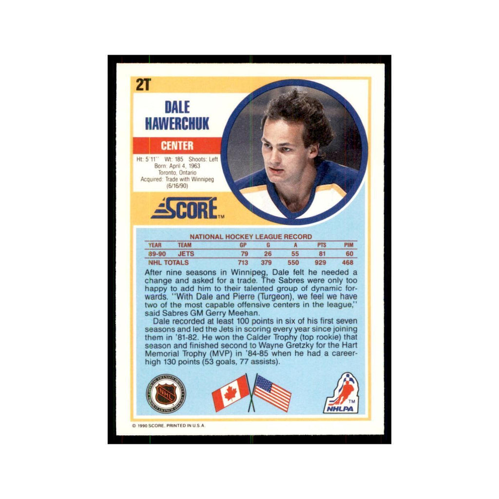 1990 Score Traded Dale Hawerchuk Hockey Cards #2T