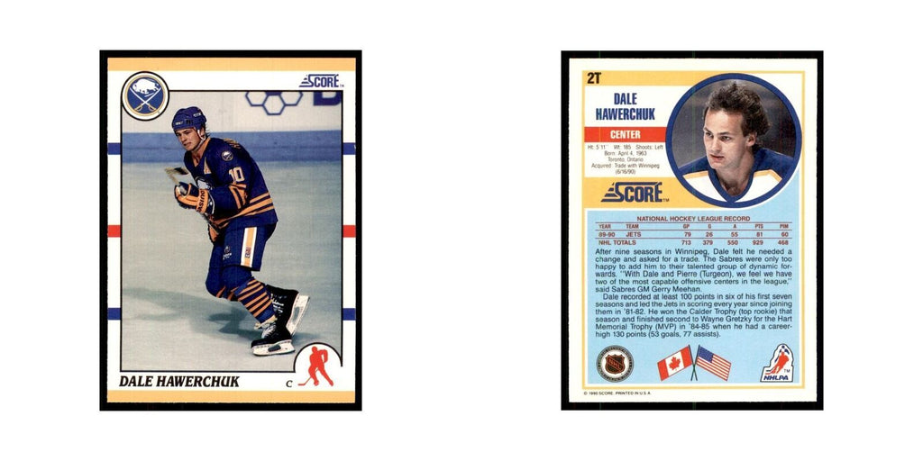 1990 Score Traded Dale Hawerchuk Hockey Cards #2T