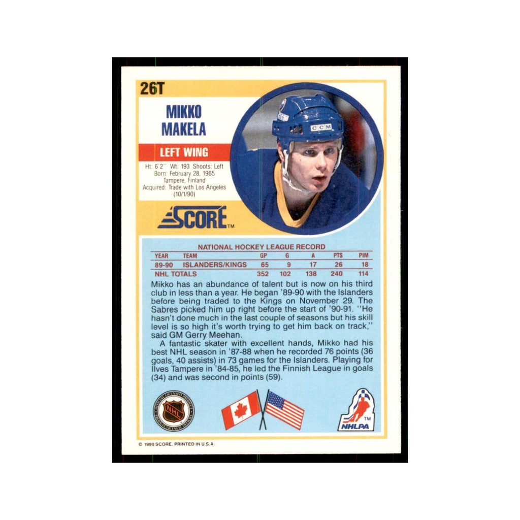 1990 Score Traded Mikko Makela Hockey Cards #26T