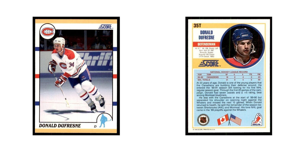 1990 Score Traded Donald Dufresne Hockey Cards #35T