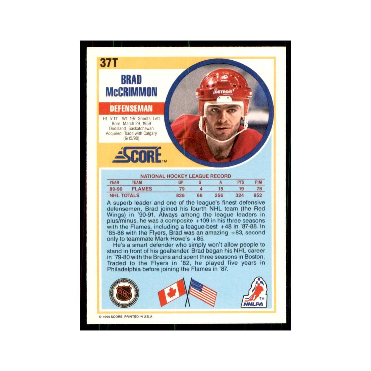 1990 Score Traded Brad McCrimmon Hockey Cards #37T