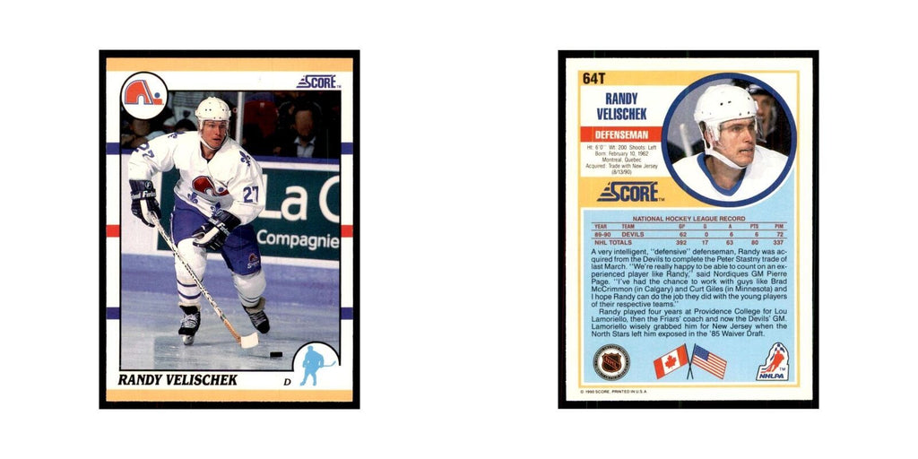 1990 Score Traded Randy Velischek Hockey Cards #64T