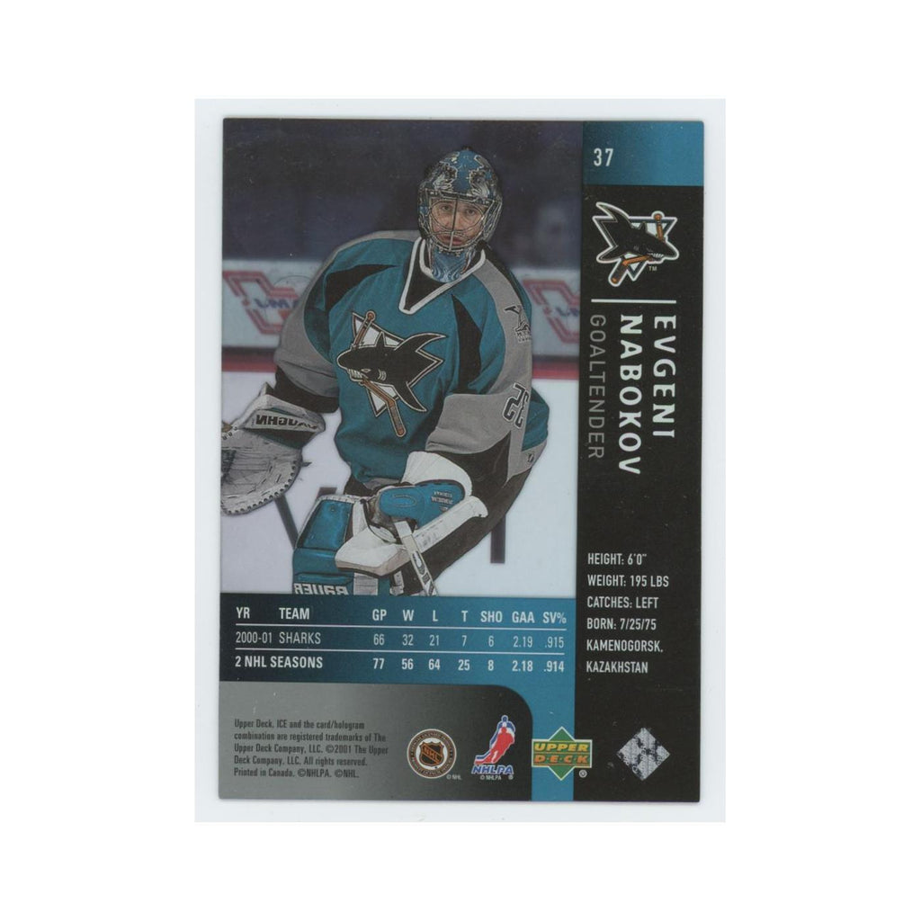 Evgeni Nabokov 2001 Upper Deck Ice #37 San Jose Sharks Hockey Card NM