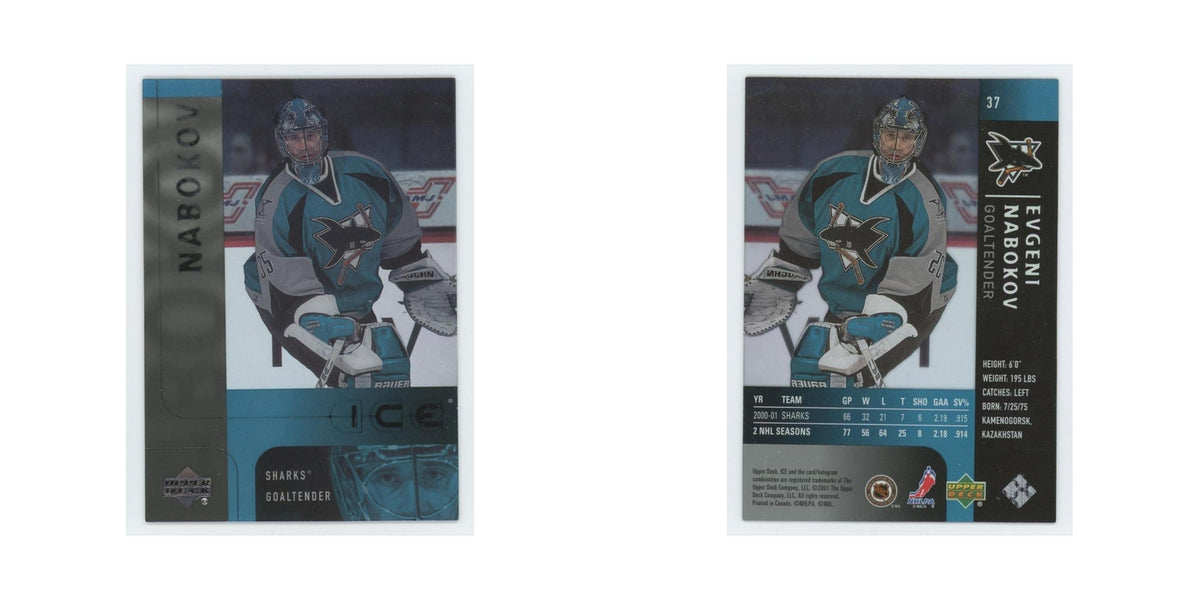 Evgeni Nabokov 2001 Upper Deck Ice #37 San Jose Sharks Hockey Card NM
