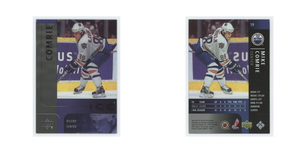 Mike Comrie 2001 Upper Deck Ice #19 Edmonton Oilers Hockey Card NM