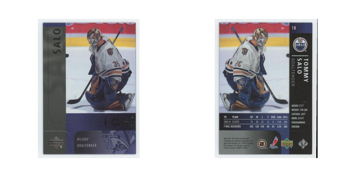 Tommy Salo 2001 Upper Deck Ice #18 Edmonton Oilers Hockey Card NM