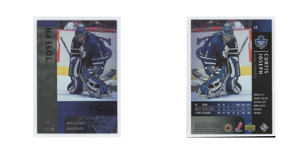 Curtis Joseph 2001 Upper Deck Ice #40 Toronto Maple Leafs Hockey Card NM