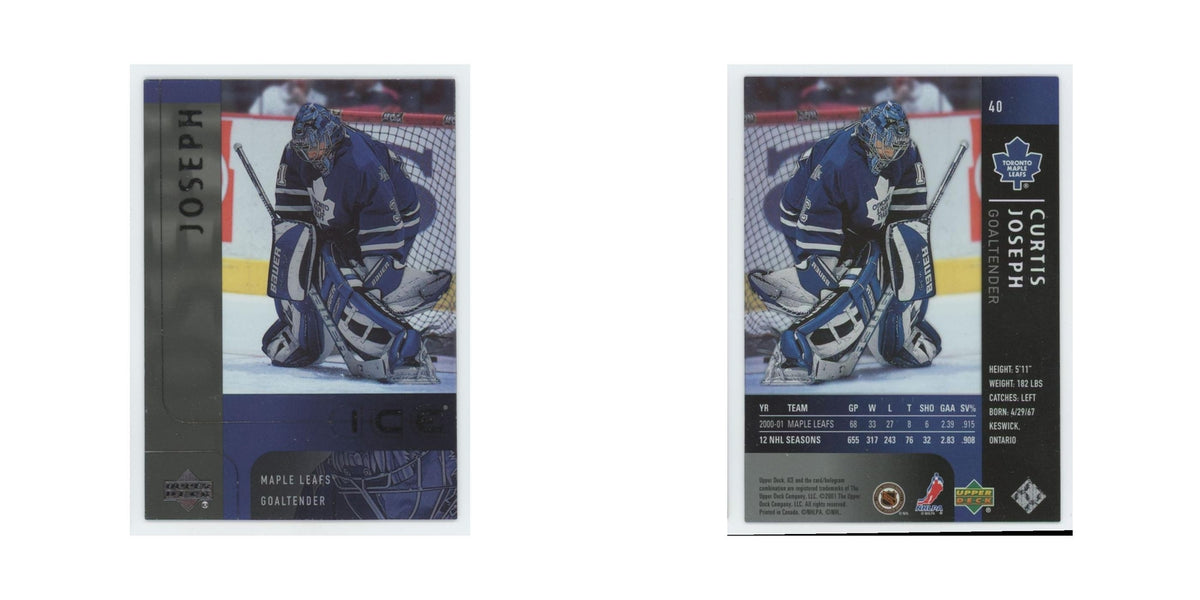 Curtis Joseph 2001 Upper Deck Ice #40 Toronto Maple Leafs Hockey Card NM