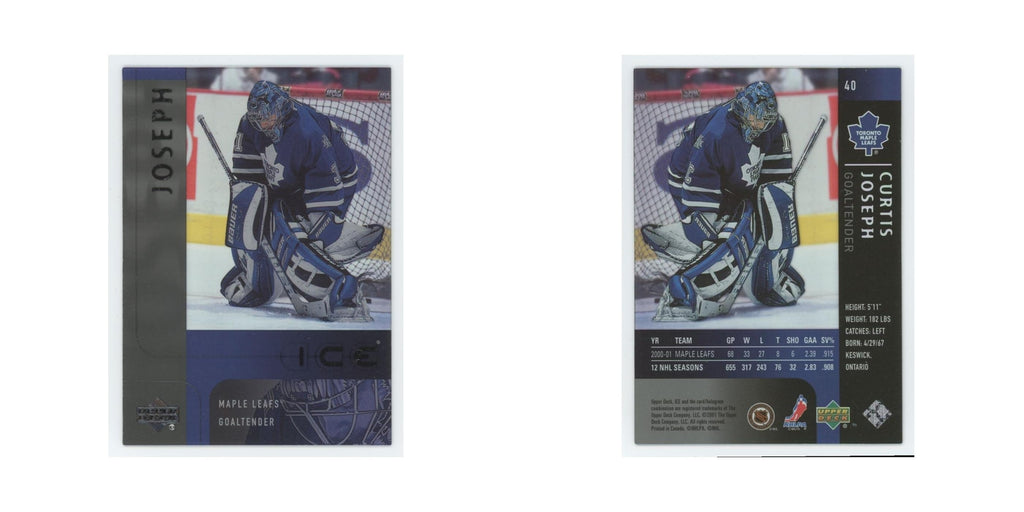 Curtis Joseph 2001 Upper Deck Ice #40 Toronto Maple Leafs Hockey Card NM